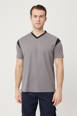 ALLİUM V YAKA T-SHIRT K.GRİ-SİYAH